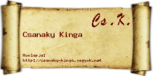 Csanaky Kinga névjegykártya